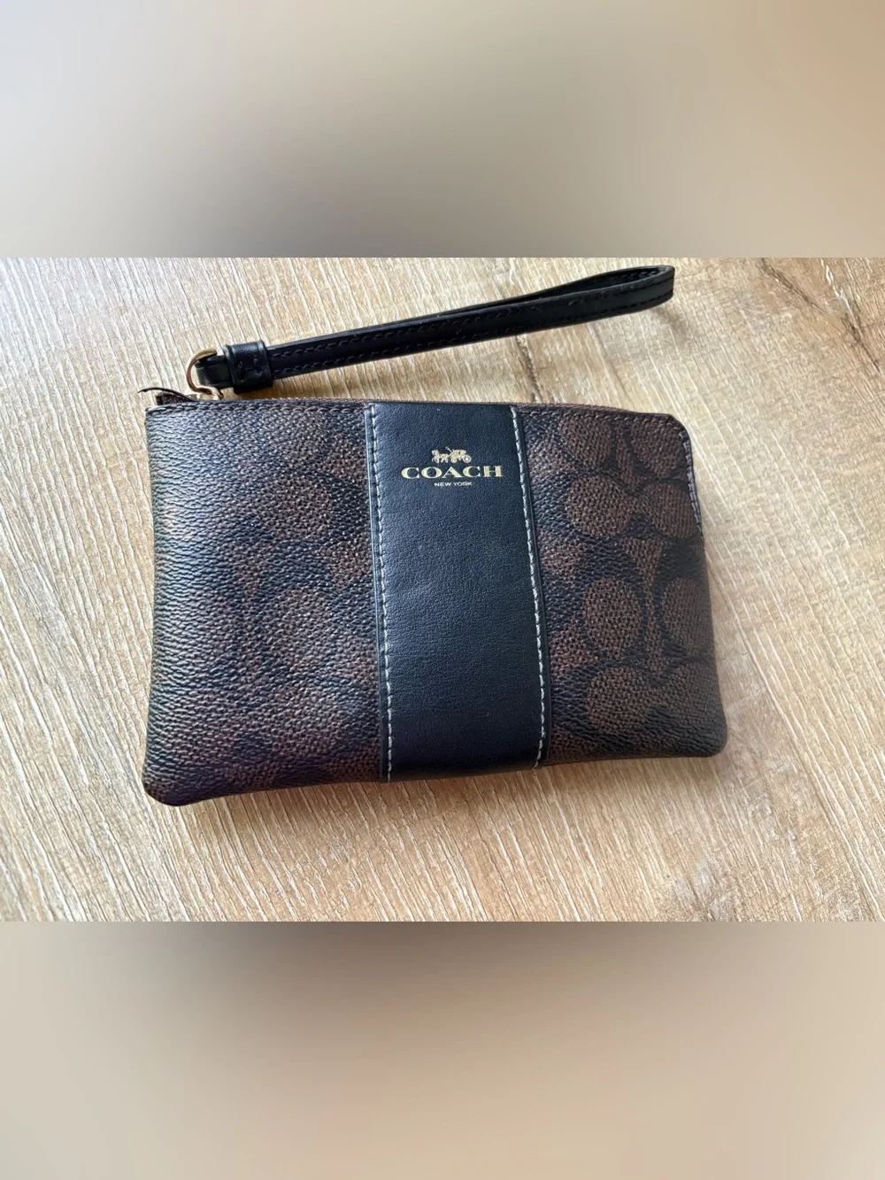 Coach Corner Zip Wristlet in Signature Canvas